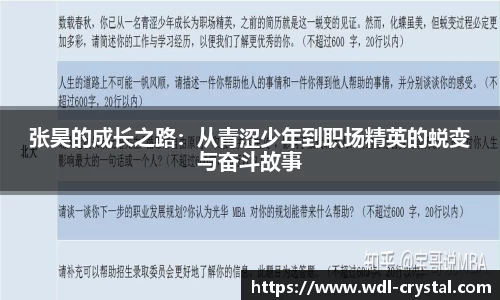 张昊的成长之路：从青涩少年到职场精英的蜕变与奋斗故事